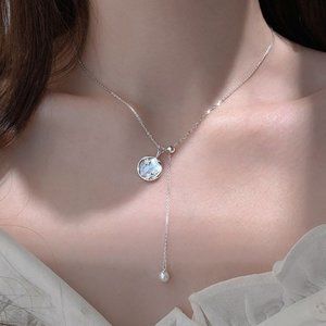 *NEW 925 Sterling Silver Pearl Shell Necklace B
